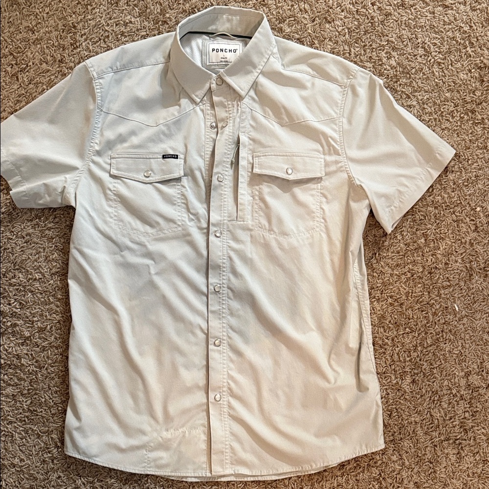 Mens Striped White Poncho (worn once)